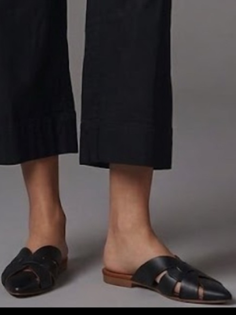 Anthropologie Braided Leather Flats Slides Mules size 38/US 8